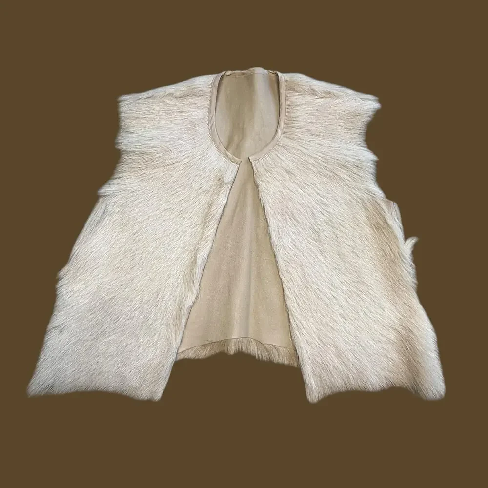 Mason Silk Lined Goat Fur Vest Blonde XS - Picture 4 of 9